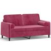 vidaXL 2 S&aelig;ta S&oacute;fi me&eth; P&uacute;&eth;um V&iacute;nrau&eth;ur 140 cm Flauel