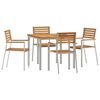 vidaXL Gar&eth;ur bor&eth;sett 5 pcs Br&uacute;nn Solid teak vi&eth;ur