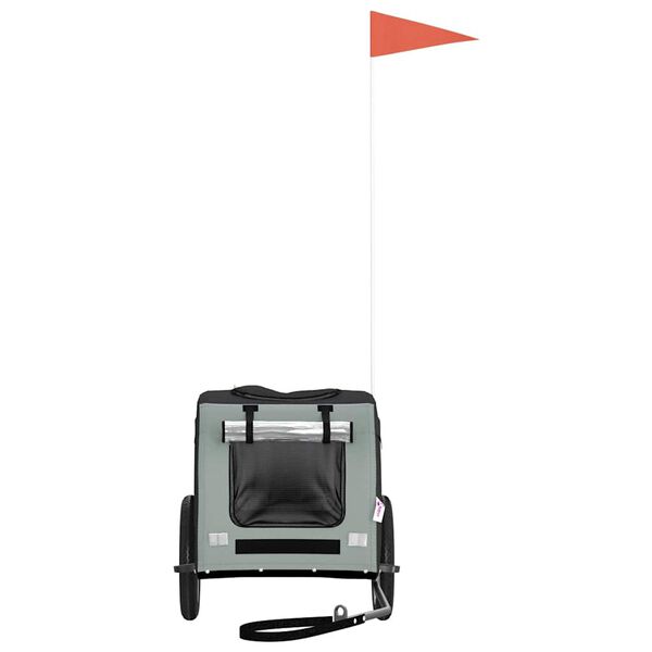 vidaXL Hundakerra fyrir Hjól Grátt og Svart Oxfordefni og Járn