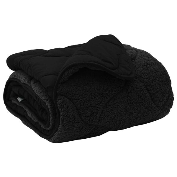 vidaXL Full &aacute;rs d&yacute;na Svartur 200 x 200 cm Microfiber og Teddy f&oacute;&eth;ri&eth;