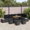 vidaXL Gar&eth;s&oacute;fa sett me&eth; p&uacute;&eth;i me&eth; geymslu 10 pcs Svartur Poly rattan