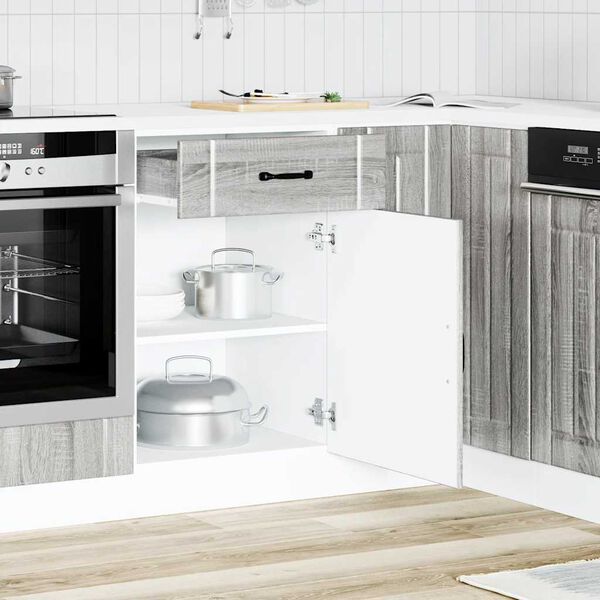 vidaXL Eldh&uacute;sundirsk&aacute;pur Lucca Gr&aacute;r Sonoma Eik Samsettur Vi&eth;ur