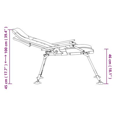vidaXL Veiðistóll með Örmum Samfellanlegur Mógrár