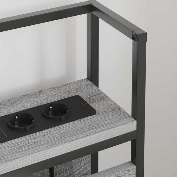 vidaXL Geymslu h&ouml;f&eth;ah&ouml;gg Gr&aacute; sonoma &aacute;fer&eth; 120 cm Samsettur vi&eth;ur