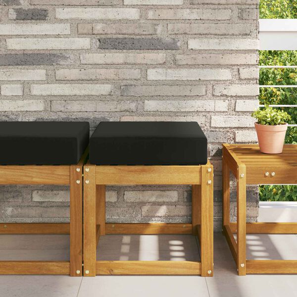 vidaXL Utandyra s&aelig;ti p&uacute;&eth;i Svart 40 x 40 x 8 cm 100% p&oacute;l&yacute;ester