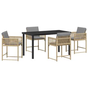 vidaXL Gar&eth;ur bor&eth;sett 5 pcs Drapplita&eth;ur p&oacute;l&yacute;rattan