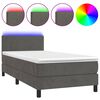 vidaXL H&oacute;lfa&eth; Springr&uacute;m me&eth; D&yacute;nu&LED D&ouml;kkgr&aacute;tt 100x200 cm Flauel