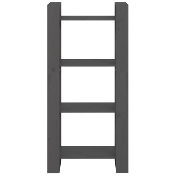 vidaXL Bókaskápur/Skilrúm Grátt 60x35x125 cm Gegnheil Fura