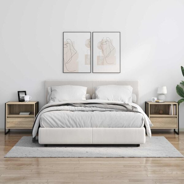 vidaXL N&aacute;ttbor&eth; me&eth; sk&uacute;ffu Sonoma 50 x 39,5 x 50 cm Samsettur vi&eth;ur