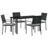 vidaXL Gar&eth;ur bor&eth;sett 5 pcs Svart og lj&oacute;sgr&aacute;tt PE rattan