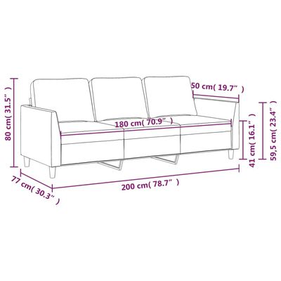 vidaXL 3 Sæta Sófi Kaffibrúnn 180 cm Gervileður