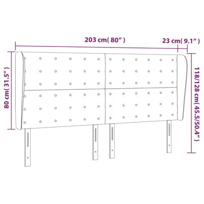 vidaXL Höfðagafl með Eyrum 203x23x118/128 cm Grænn Efni