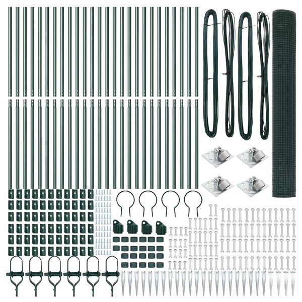 vidaXL Gir&eth;ingarp&oacute;stur Gr&aelig;nn 50 x 1,2 m (19 x 19 mm net) St&aacute;l og PVC