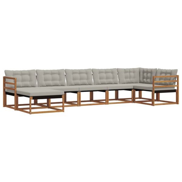 vidaXL &Uacute;ti s&oacute;fasett 7 pcs N&aacute;tt&uacute;rulegt og Lj&oacute;st Gr&aacute;tt Hrein akas&iacute;utr&eacute;