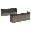 vidaXL 9 Hluta Gar&eth;s&oacute;fasett me&eth; Sessum Gr&aacute;tt P&oacute;l&yacute;rattan