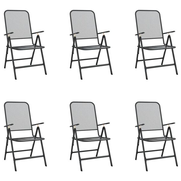 vidaXL 7 Hluta Garðborðstofusett Reykgrár Málm Möskva