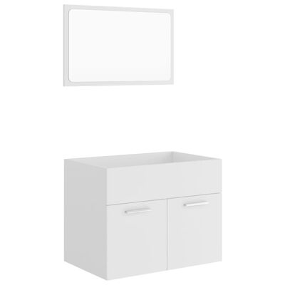804782 vidaXL 2 Piece Bathroom Furniture Set White Chipboard