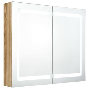 vidaXL LED Speglask&aacute;pur fyrir Ba&eth;herbergi Eik 80x12x68 cm
