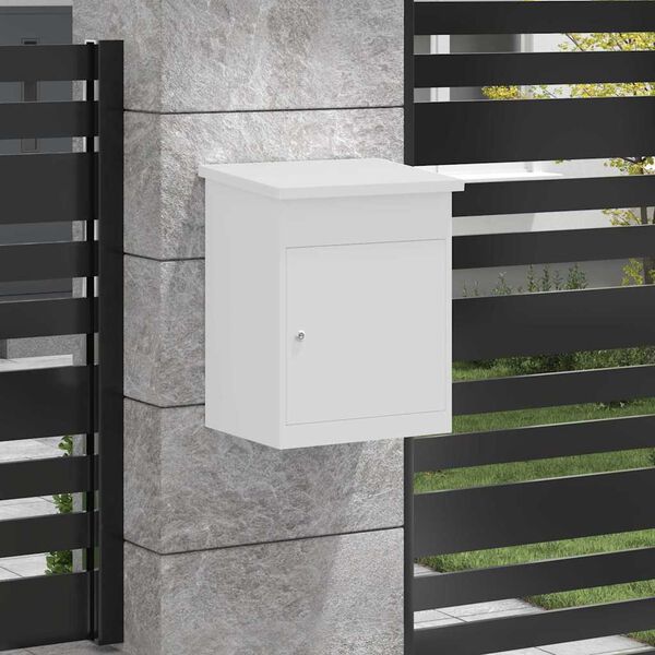 vidaXL P&oacute;stkassi me&eth; geymslu me&eth; hur&eth; Hv&iacute;tt 47,5 x 38 x 59 cm St&aacute;l