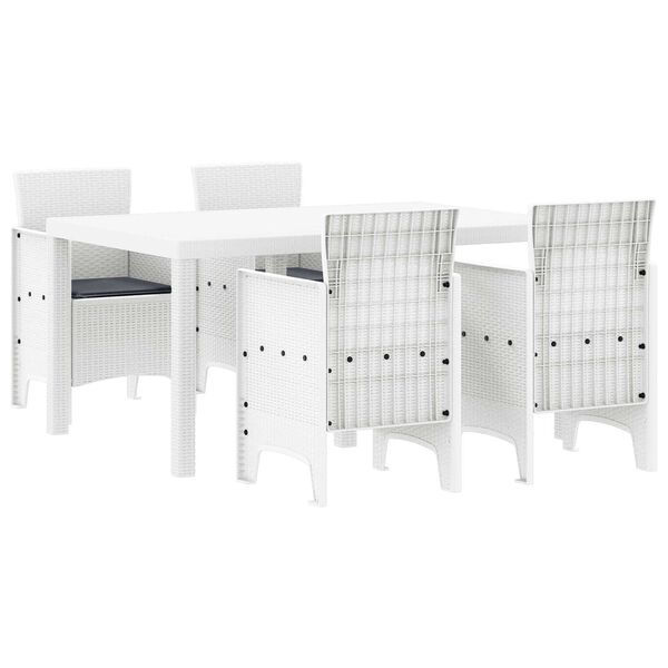 vidaXL Garður borðsett 5 pcs Hvítt Polt rattan