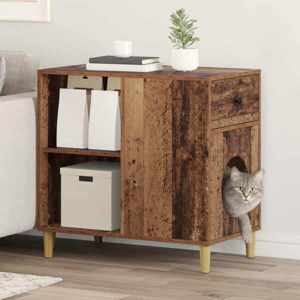 vidaXL Katta h&uacute;s Gamalt timbur 72 x 42.5 x 70 cm Samsettur vi&eth;ur