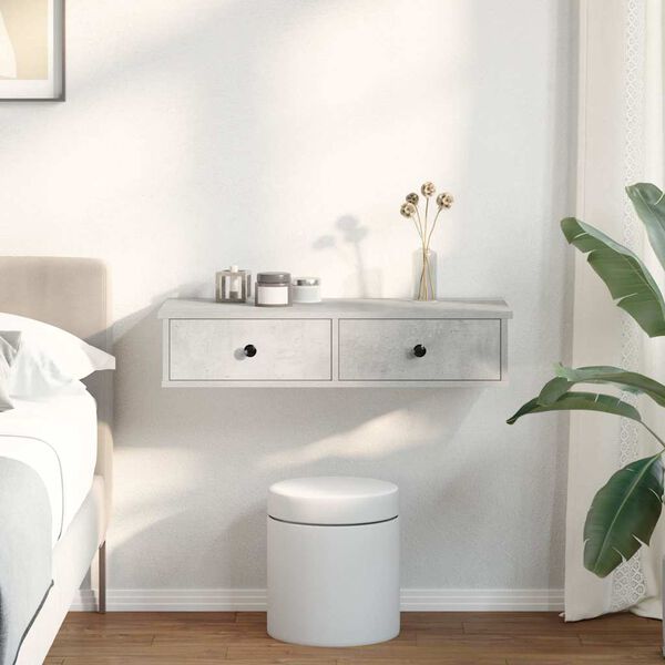 vidaXL vegghilla með skúffum Steinsteypa Grár 80x34x17 cm