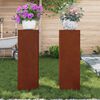 vidaXL Bl&oacute;mastandur 2 pcs Rusty 24 x 24 x 75 cm Ve&eth;ra&eth; st&aacute;l