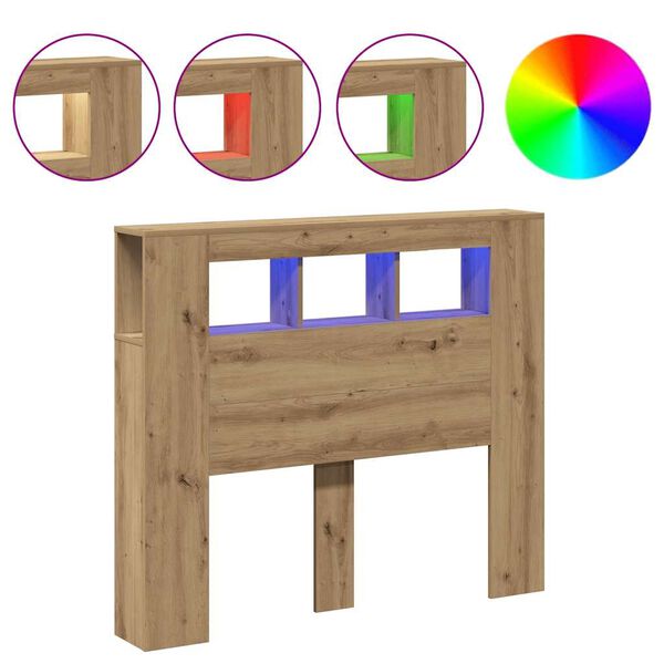 vidaXL LED H&ouml;f&eth;agafl Handverks eik 120x18,5x103,5cm Samsettur Vi&eth;ur