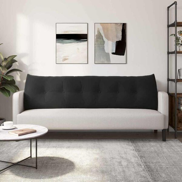 vidaXL Bakp&uacute;&eth;i Svartur 180 x 24 x 50 cm Flauel