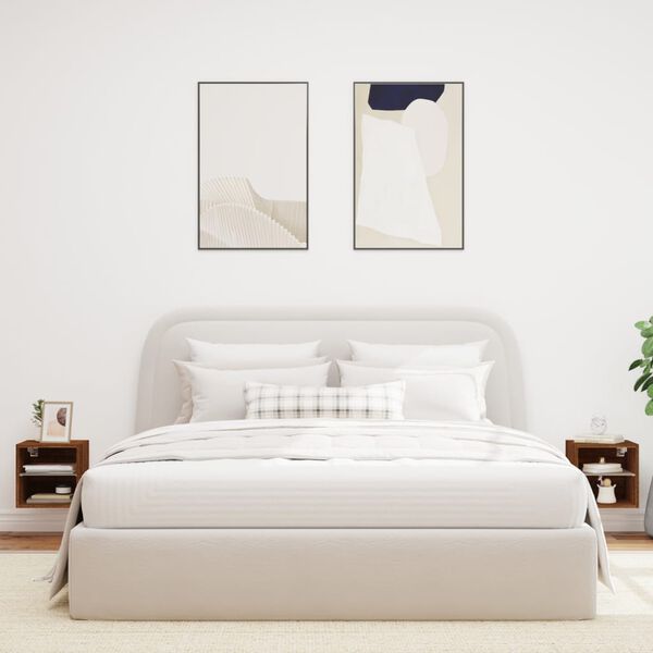 vidaXL Sj&oacute;nvarpssk&aacute;par me&eth; LED Lj&oacute;sum 2 stk. Br&uacute;n eik 30x28,5x30 cm