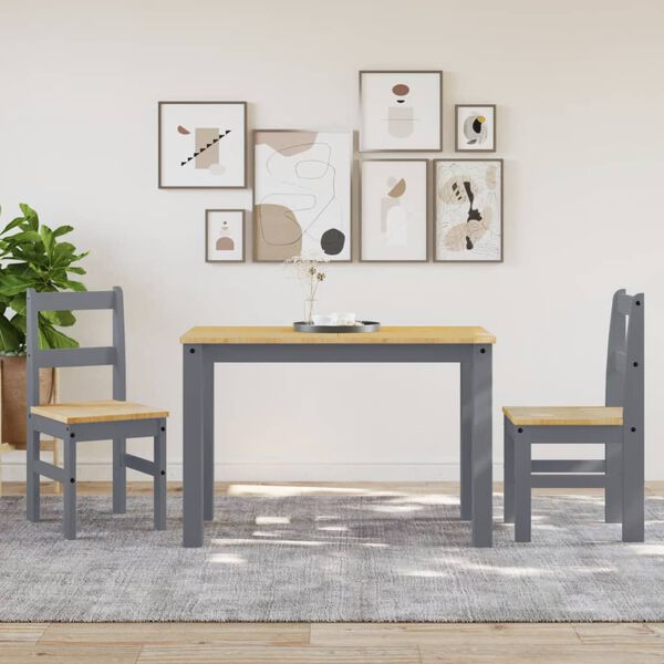 vidaXL Bor&eth;stofust&oacute;lar 2 stk. PANAMA Gr&aacute;um 40x46x90 cm Gegnheil Fura