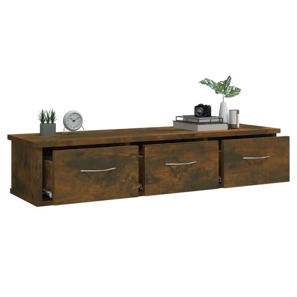 vidaXL Veggskápur Reyklituð Eik 88x26x18,5 cm Samsettur Viður