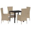 vidaXL Gar&eth;ur bor&eth;sett me&eth; p&uacute;&eth;i 5 pcs Drapplita&eth;ur p&oacute;l&yacute;rattan