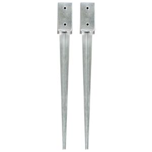 vidaXL Jar&eth;festingar 2 stk Silfur 7 x 7 x 75 cm Galvanisera&eth; st&aacute;l