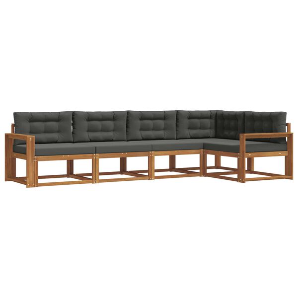 vidaXL &Uacute;ti s&oacute;fasett me&eth; p&uacute;&eth;i 5 pcs N&aacute;tt&uacute;rulegt og Antrac&iacute;t