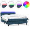 vidaXL H&oacute;lfa&eth; Springr&uacute;m me&eth; D&yacute;nu og LED D&ouml;kkbl&aacute;r 140x220 cm Flauel