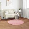 vidaXL Anti-Slip Faux Rabbit Fur Rug Olite Bleikur &Oslash; 100 cm P&oacute;l&yacute;ester