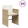 vidaXL Gar&eth;st&oacute;lar me&eth; Sessum 4 stk. Drappa&eth;ir P&oacute;l&yacute;rattan
