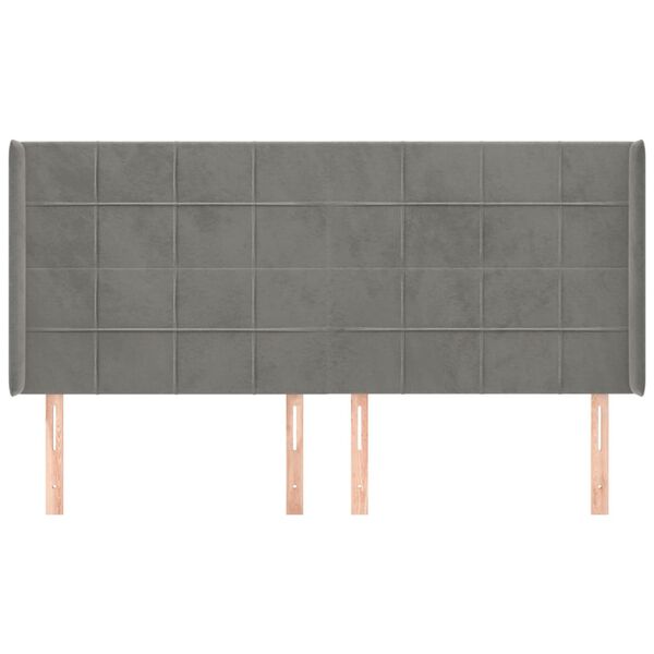 vidaXL H&ouml;f&eth;agafl me&eth; Eyrum 183x16x118/128 cm Lj&oacute;sgr&aacute;tt Flauel