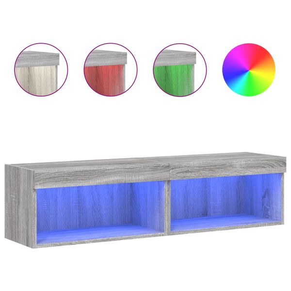 vidaXL Sj&oacute;nvarpssk&aacute;par me&eth; LED Lj&oacute;sum 2 stk. Gr&aacute;r Sonoma 60x30x30 cm