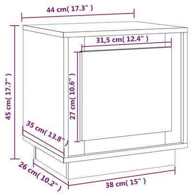 vidaXL Náttborð 2 stk. Svört 44x35x45 cm Samsettur Viður