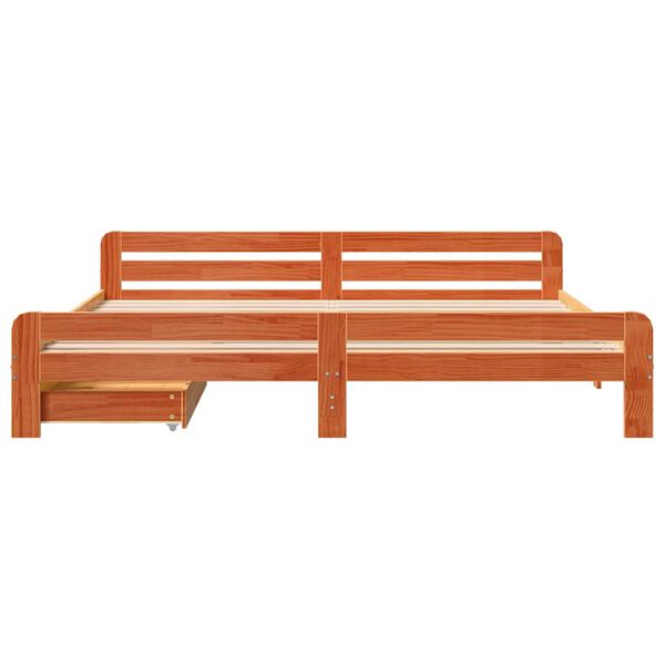 vidaXL R&uacute;mgrind &aacute;n D&yacute;nu Vaxbr&uacute;n 180x200 cm Gegnheil Fura