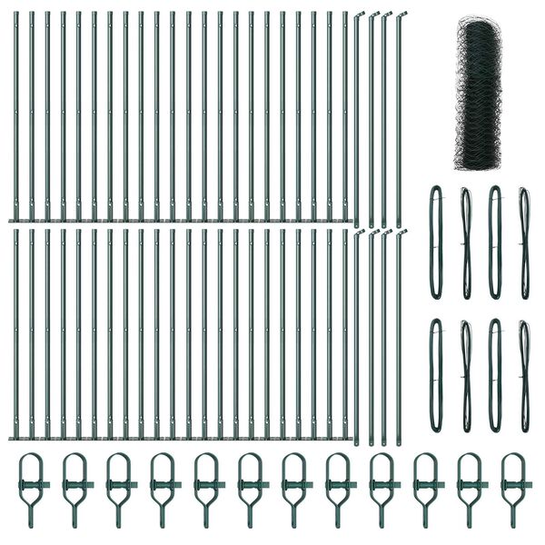 vidaXL Gir&eth;ingarp&oacute;stur Gr&aelig;nn 100 x 1 m (50 mm net) St&aacute;l og PVC