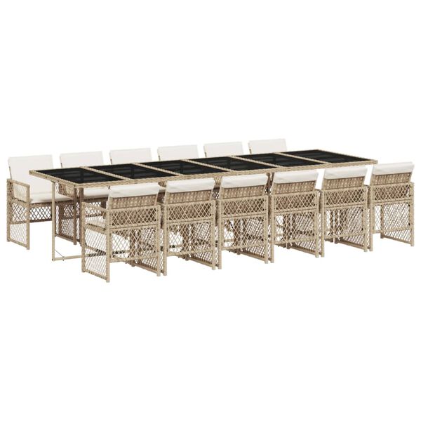 vidaXL 13 Hluta Gar&eth;bor&eth;sett me&eth; Sessum Drapplitu&eth; P&oacute;l&yacute;rattan