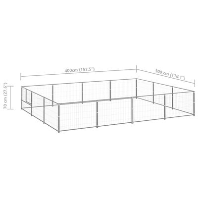 vidaXL Hundabyrgi Silfur 12 m² Stál