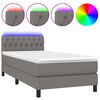 vidaXL H&oacute;lfa&eth; Springr&uacute;m me&eth; D&yacute;nu&LED D&ouml;kkgr&aacute;tt 90x200cm Tauefni