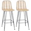 vidaXL Barst&oacute;ll 2 pcs N&aacute;tt&uacute;rulegur 44,5 x 53 x 111 cm Rattan og j&aacute;rn