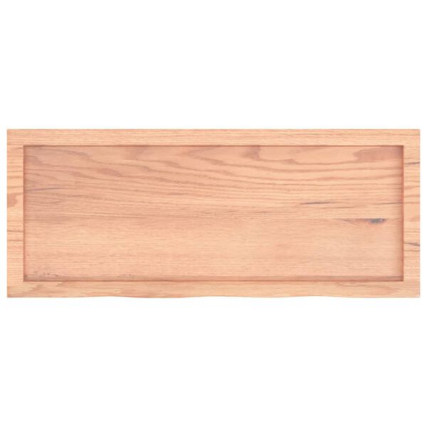 vidaXL Bor&eth;plata Lj&oacute;sbr&uacute;n 100x40x(2-6) cm Me&eth;h&ouml;ndlu&eth; Gegnheil Eik