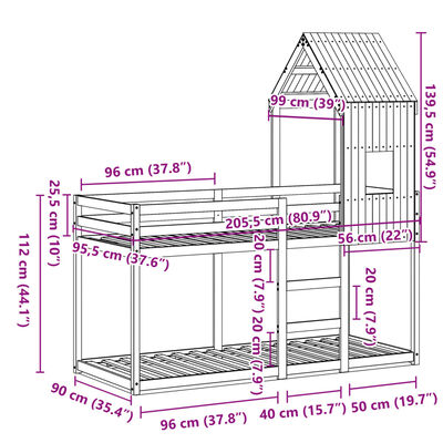 vidaXL Koja án Dýnu 90x200 cm Gegnheil Fura