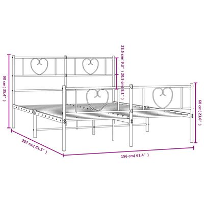 vidaXL Rúmgrind úr Málmi með Höfuðgafli & Fótagafli Svört 150x200 cm